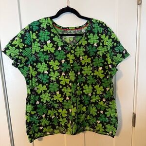 Green Shamrock scrub top
